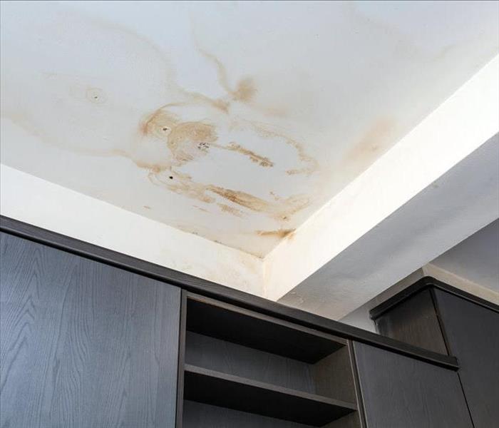 ceiling leak showing water stains